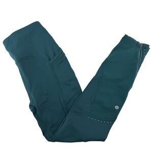 Lululemon High Rise Athletic Leggings Womens 26x27 Teal Green Reflective Pockets